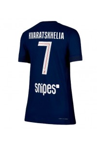 Paris Saint-Germain Khvicha Kvaratskhelia #7 Voetbaltruitje Thuis tenue Dames 2025-26 Korte Mouw
